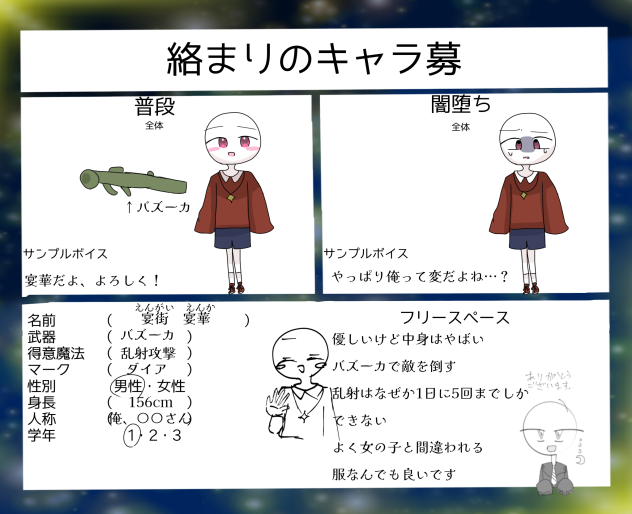 キャラ募集出来ました！