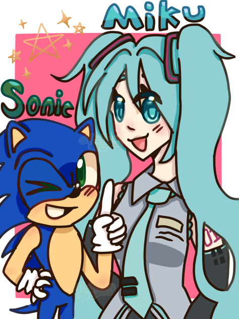 Hatsune Miku and Sonic the Hedgehog 🦔 🎤