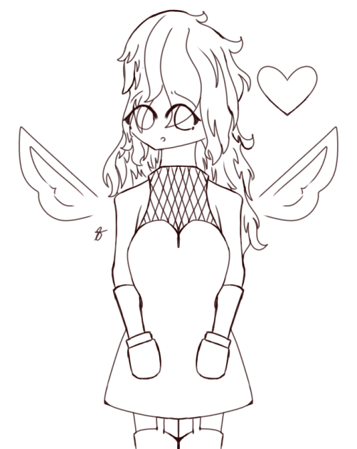 Beautiful Blushing Girl Lineart