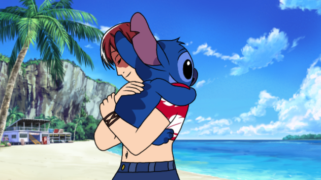 IceHeart Todoroki hugging Stitch