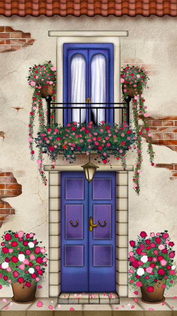 Old house and flowers