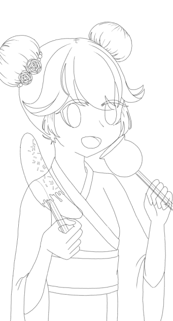夏祭りリリカちゃん(線画)