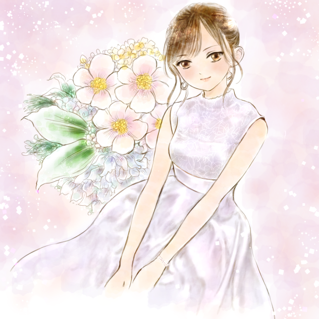 ラベンダー色ドレスの女の子