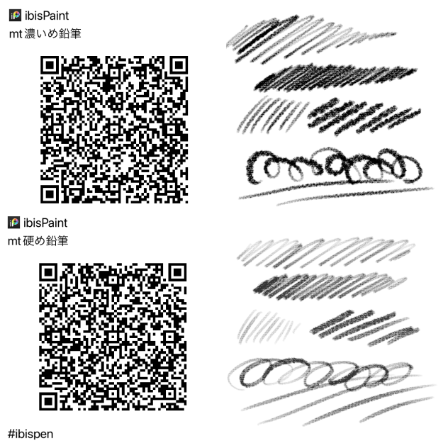 鉛筆2種　濃いめ鉛筆、硬め鉛筆