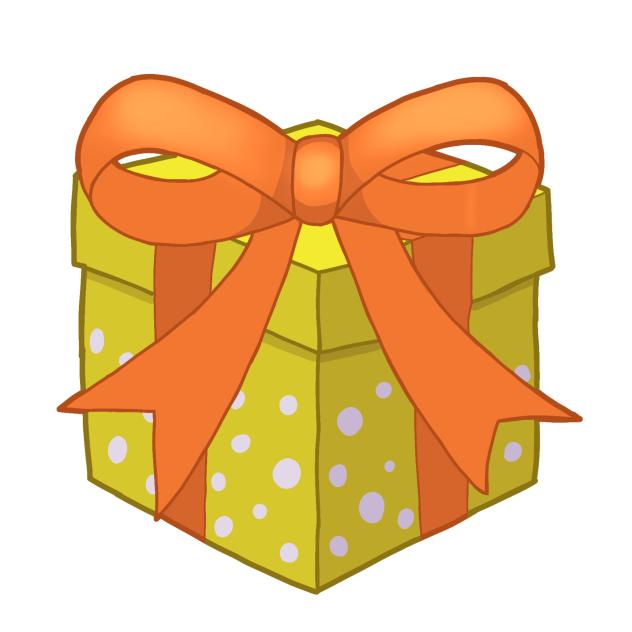 プレゼントボックス（水玉・黄色）