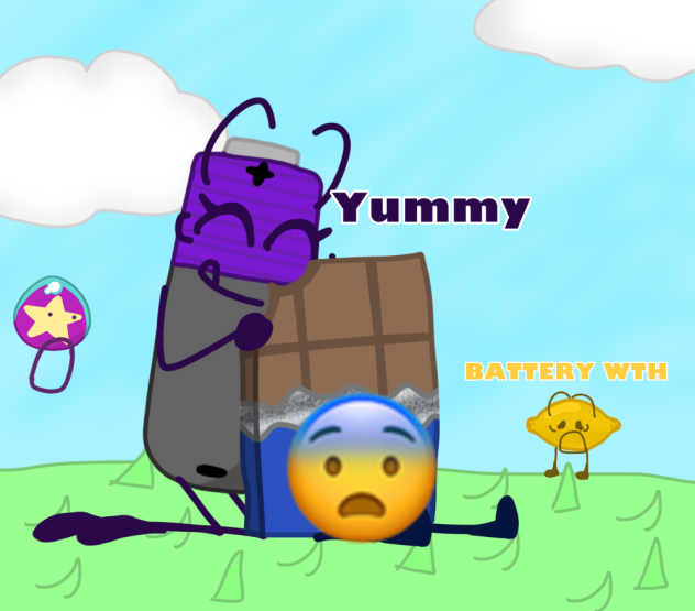 Battery eats Choco aesthetically