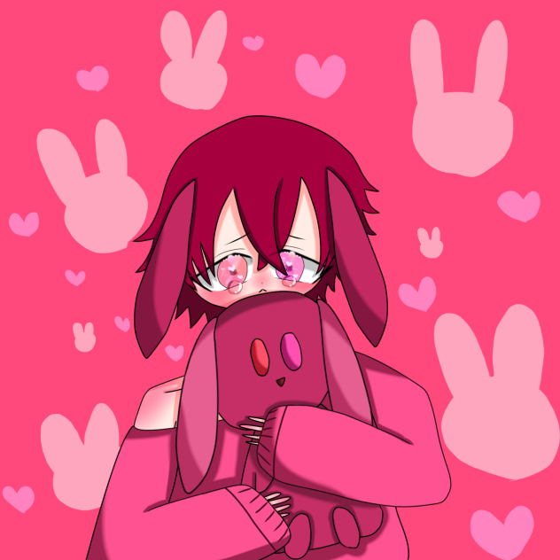 寂しい赤色うさぎ