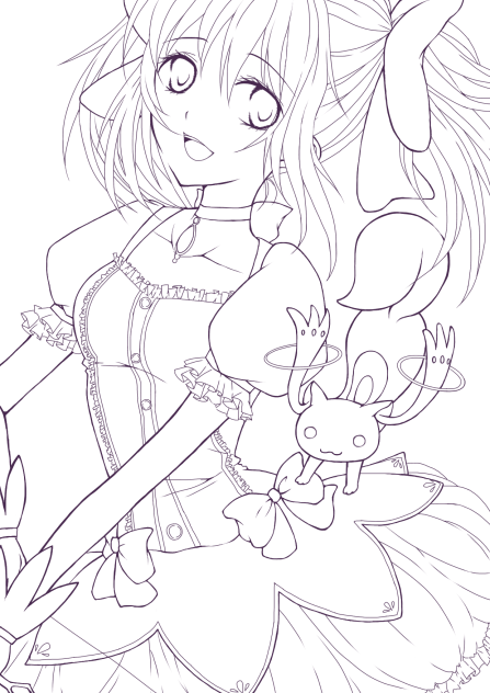 線画「鹿目まどか」