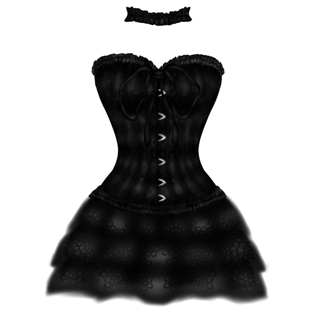 Black dress-corset, black frill choker