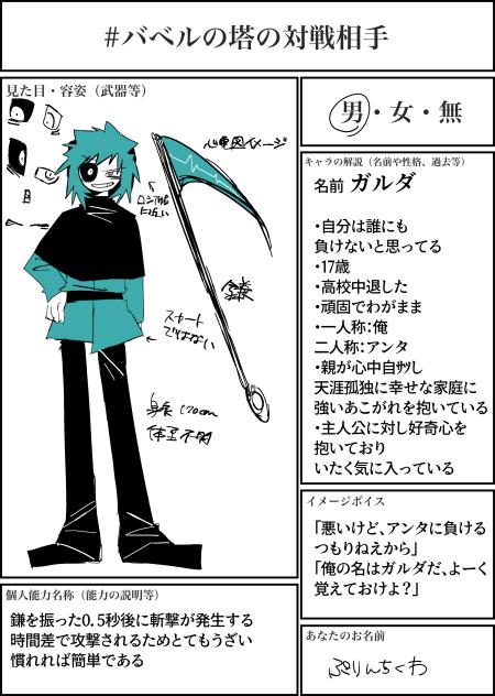 キャラ募集やらせていただきました