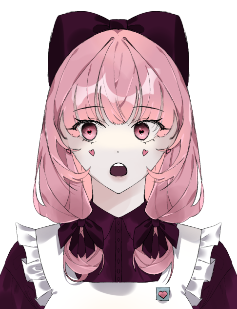 무제분홍 머리에 대왕 리본 메이드 소녀🤩🩷💜❤️