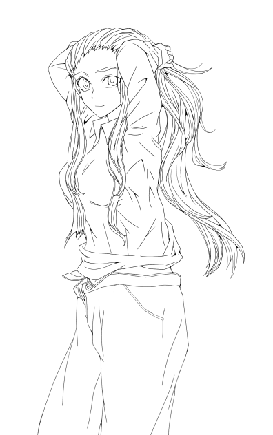 髪結ぶ 下絵