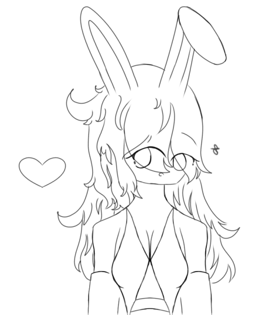 Cute Little Bunny Girl Lineart