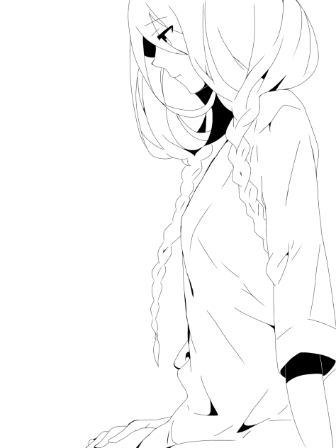 (線画) 悲しい ミク