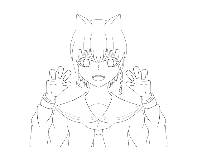 バケツ塗り出来る　線画