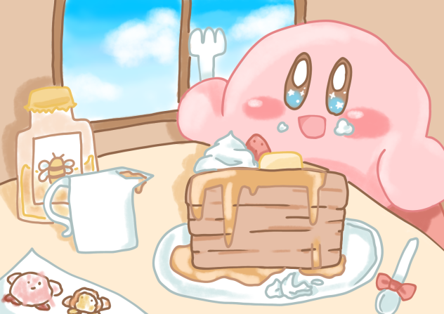 パンケーキを食べるカービィ