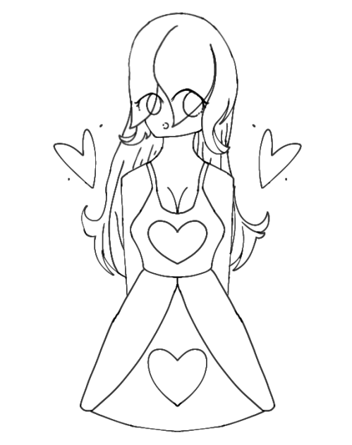 A Cutie in an amazing dress Lineart