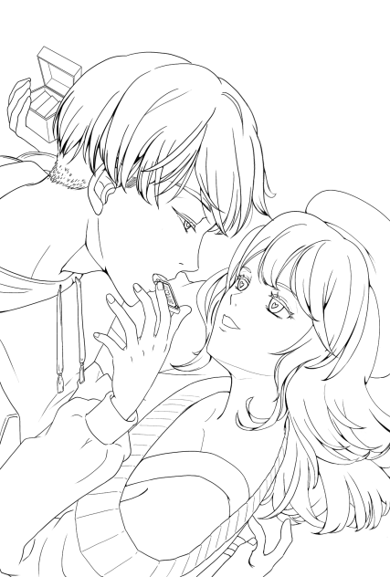 バレンタインのリア充 線画