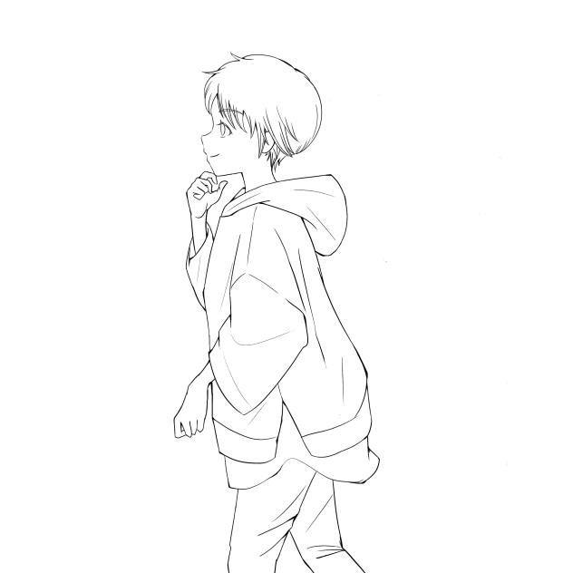 パーカー横(線画)