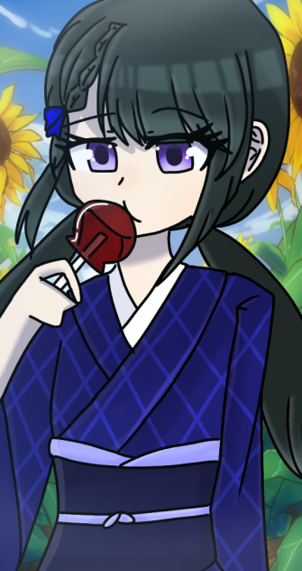 りんご飴食べる子