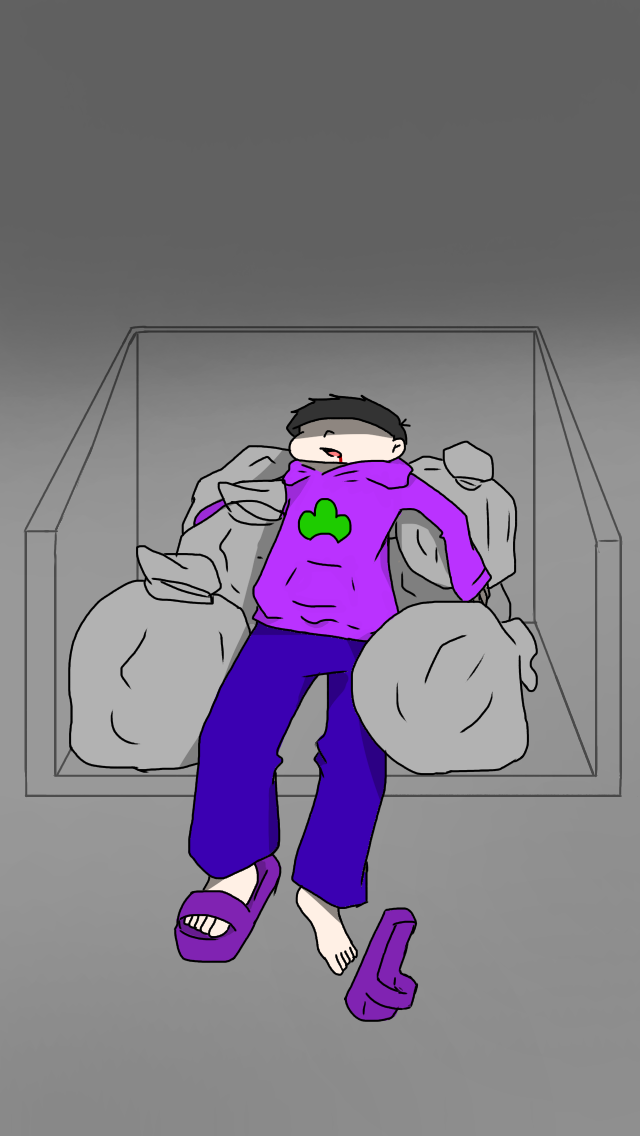 一松がゴミ捨て場でゴミに埋もれて死んでいる Ibispaint