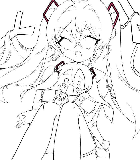 ミクちゃ　線画