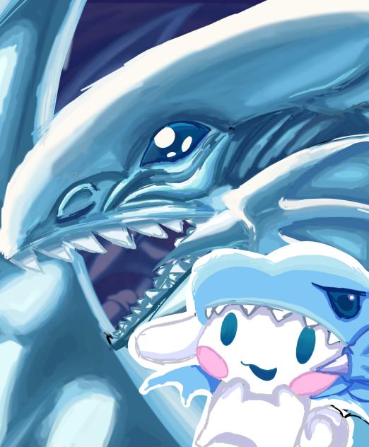 Blue eyes white dragon and cinnamoroll