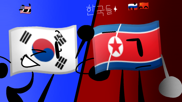 Nort n South Korea in object shows style