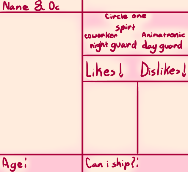 Fnaf Character Sheet