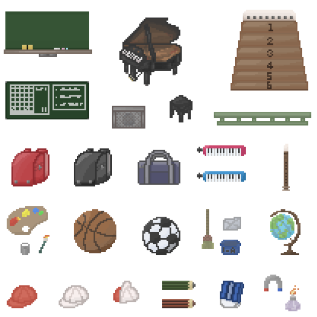 学校素材(ドット絵)
