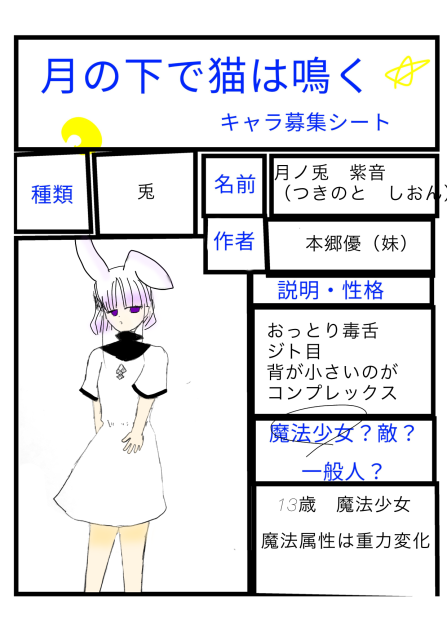 月の下で猫は鳴くキャラ募集です