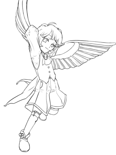 週末の落書き17 ツバメの男の子線画