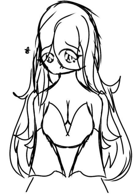 A Nice Girl with long Hair Sketch