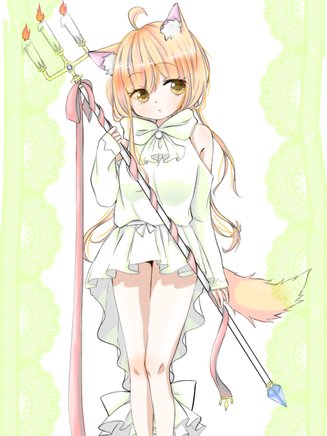 白狐さんの線画をお借りしました✨