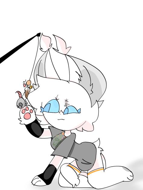 My oc playing with cat toy⚪️🪶