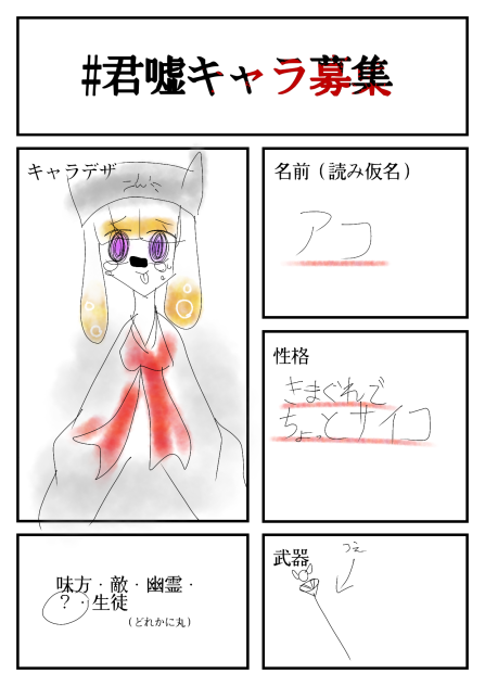 君嘘キャラ募集やってみた！