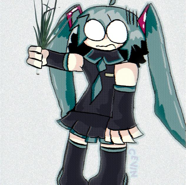 Miku holding leek!!