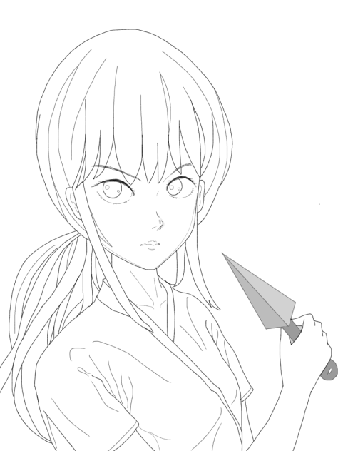 クナイを持つ忍者  Ninja girl with kunai