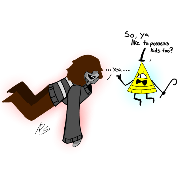 Bill cipher and player from deltarune