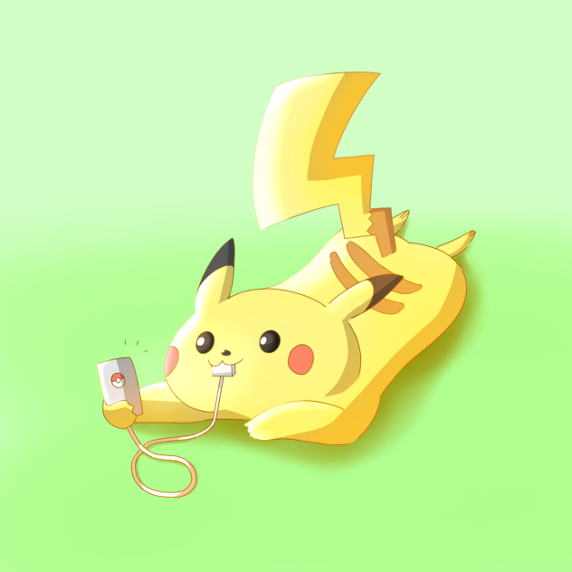 自分で充電するピカチュウ