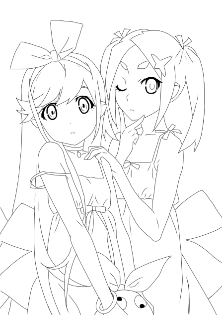 斧乃木余接＆忍野忍 線画