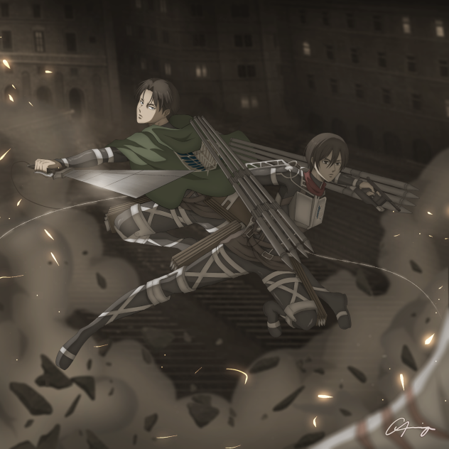 Levi and Mikasa illustration