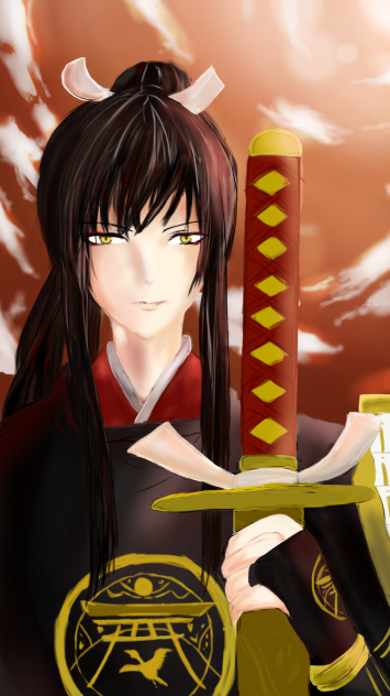 太郎太刀と夕日と