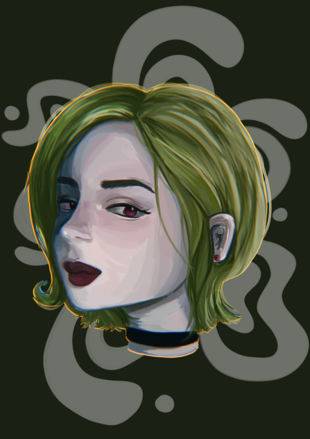 Realism girl green hair