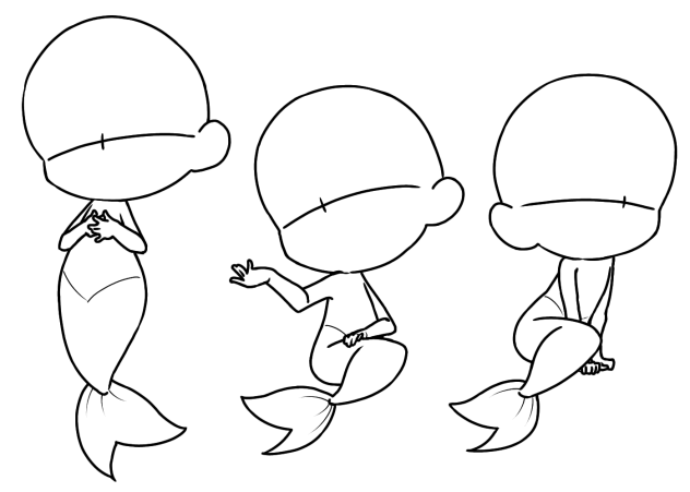 人魚(ミニキャラ) トレス素材
