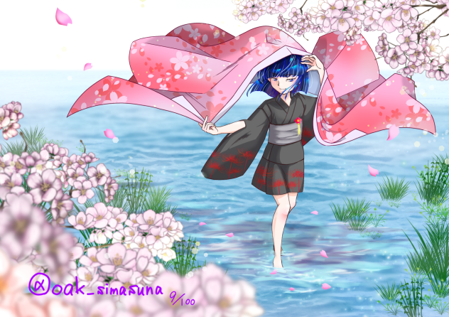 「桜の下のよどみさん」100チャレNo.09