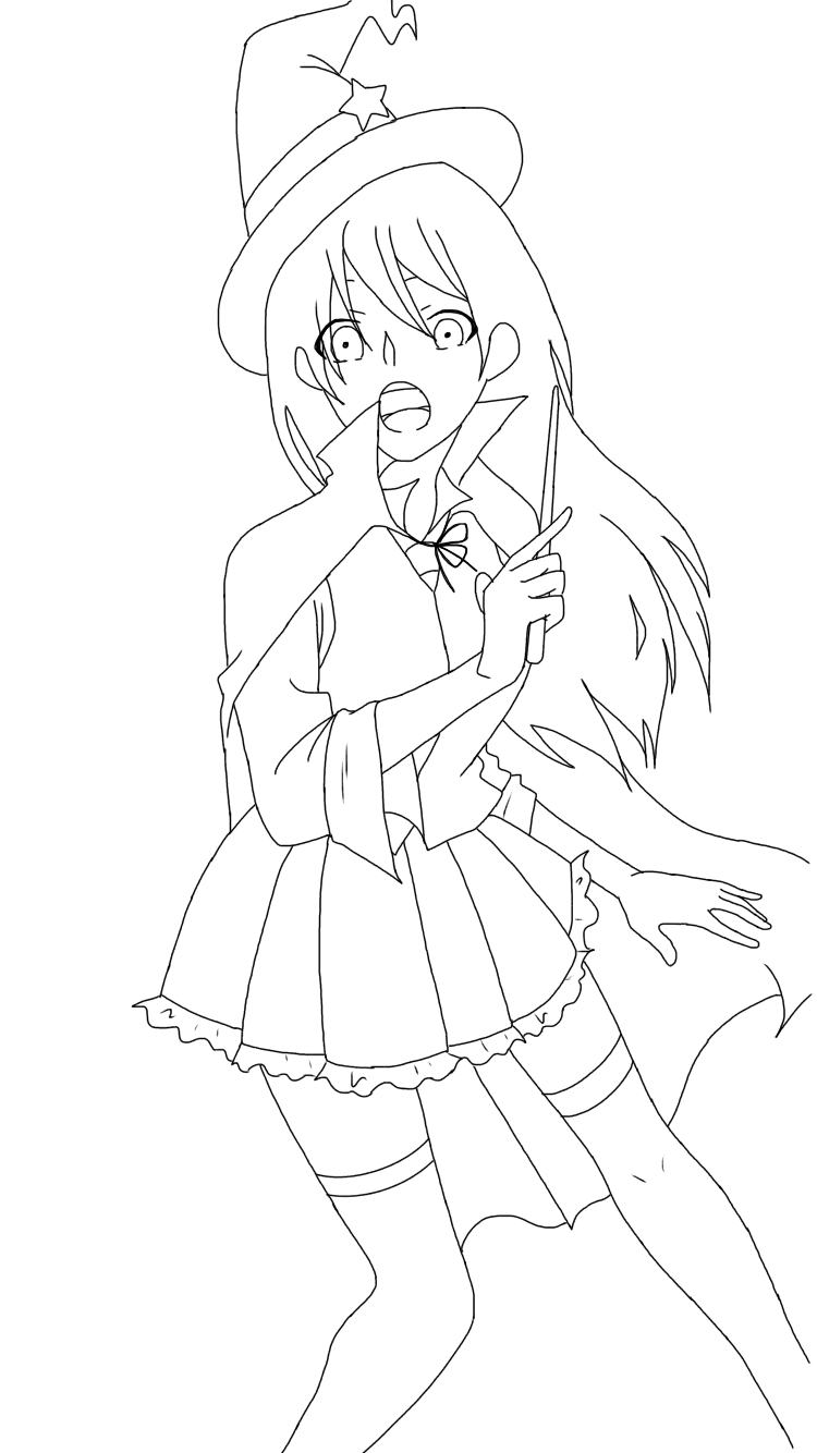 魔法使いの女の子 線画 Ibispaint