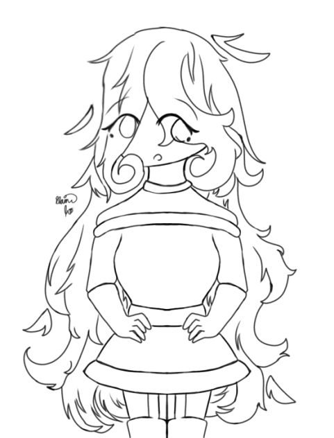 Girl With Swirly Hair Lineart