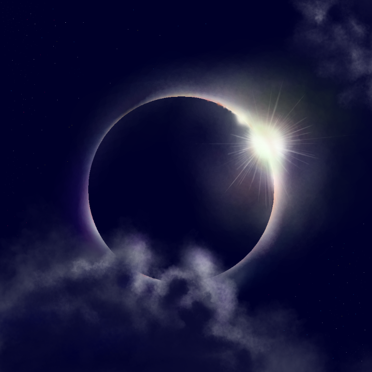 皆既日食絵画｜皆既日食と天之御中主 大型スピリチュアル高波動瞑想アート aflo_249513793.jpg