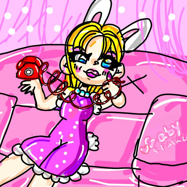 kawaii bunny girl on phone